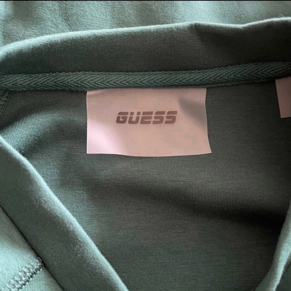 Green Long Sleeve Zip Front Guess Crewneck Sweater - Picture 6 of 7